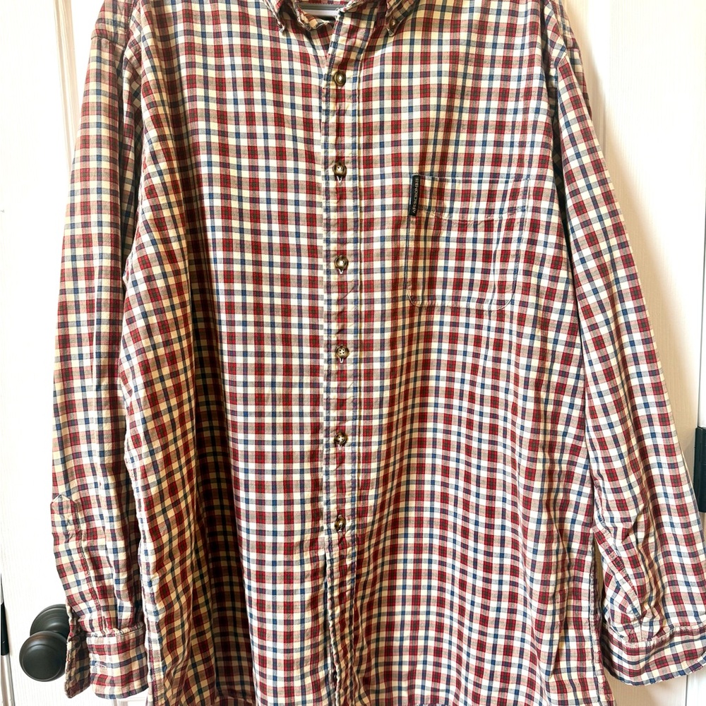 Abercrombie & Fitch Red and Blue Casual Button Down Shirt
